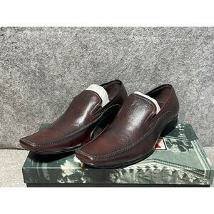 Fiesso Leather Dress Loafers Shoes Mens 9 Business Casual Office Timeless Maroon
